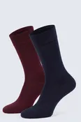 2-Pack Navy and Burgundy Cotton Crew Socks