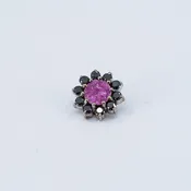 Astra Flower - Pink Druzy, Black Diamond - 14k White Gold - 14g/12g -8mm - Threaded - End - Auris — MODERN RITUAL