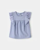 Toddler Girl Eyelet-Sleeve Top - Blue