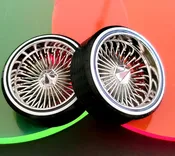 1/18 SUPER SPOKES CHROME LOWRIDER Wheels BULLETS K/O & LOW PRO WW Tire Set