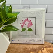 Blue Poppy Designs Pink Hydrangea Beginner Needlepoint Kit – 4” x 4” on 13 Mesh