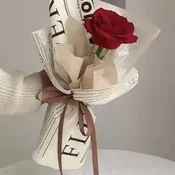 Single Red Rose Wrapped