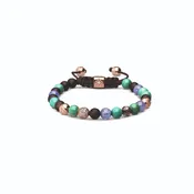 6mm Chocolate Brown, Green and Purples Non-Braided Bracelet