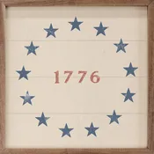 1776 With Stars White Printed and Framed Wall Sign