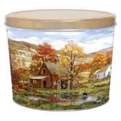 Autumn Popcorn Can — 9-3/16" btm. x 10-1/4" top x 7-13/16" ht
