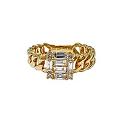 14K Gold Link Ring with Diamonds
