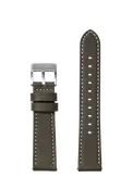 20mm Stitched Leather Band - Dark Olive