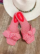 Penny Red Gingham Bow Sandals