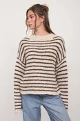 BP Stripe Rolled Edge LS Knit Sweater