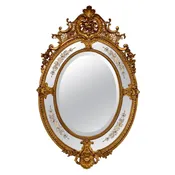 19th Century French Oval Louis XVI Mirror with Etched Side Panels