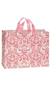 Large (Vogue) - Damask Frosted Plastic Shopping Bags - Case of 100