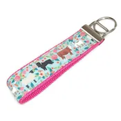 Aqua Floral Farm Animal Keychain