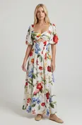Alyssa Poly Print V Neck Dress