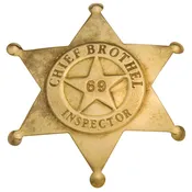 Old West Brass Brothel Inspector's Badge