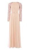 Angelli Lattice Long Dress - Rosewater