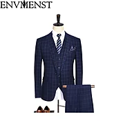 2018 Envmenst Brand Men's Stripe Suit Set Blazer+Vest+Pants Groom Tuxedos High Quality Pocket Designer Man Wedding Suit Set