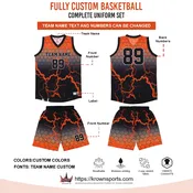 Custom Sublimated Basketball Uniform Black/Orange