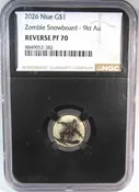 2026 Niue $1 Zombie Snowboard 9K Gold Coin NGC Reverse PF70 AU737