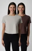 2 PK Airlite Cotton Boxy Cropped Short Sleeve Tee