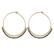 18K Gold Large Black Diamond Endless Hoop Earrings