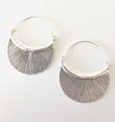 Baizaar Hill Tribe Silver Etched Petal Hoop Earrings