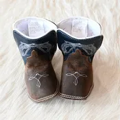 Anderson Bean Baby Bean Boots – Tan Crazy Horse Vamp with Navy Glove Top