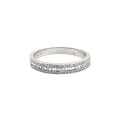 14k White Gold Baguette and Round Diamond Half Band