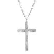 14k White Gold Diamond Cross Necklace