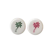 Backgammon Men - Palm Tree White with Pink & Green Accent