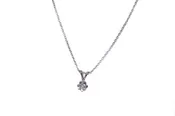 Sterling Silver Ladies Solitaire Diamond Accent Pendant with Chain 0.01cttw