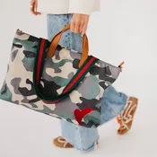 Chelsie Canvas Printed Tote: Camo