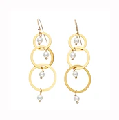 3 Graduated Linked Washer Earrings with Pearls