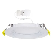 Slim 6" LED Downlight - 820-1230Lm - Baffle Trim - Wattage and CCT Selectable - 120-277v Dimmable