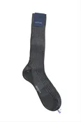 Bresciani Men's Organic Cotton Rib Socks Grey