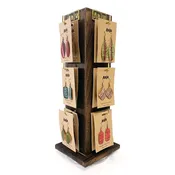 24 Copper Patina Earrings Prepack And Wooden Spinner Display