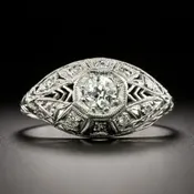 Art Deco Petite Filigree Diamond Ring