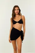 La Porte Black Jacquard Short Swim Sarong