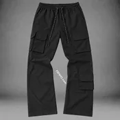 Baruda - Flare Nylon Cargo Pants - Black - 404FS