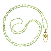 AUGUST Birthstone: Peridot Women’s Delicate 36” Loose-Knot Faceted Necklace w/Gold Filled Marquise Pendant