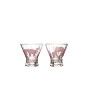 6 oz. Stemless Martini Glass with Pink Elephants