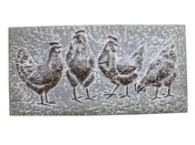 Embossed 4 Chickens Wall Art, Painted