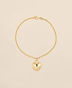 14k Gold Heart Pendant Bracelet