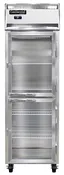 1RNPTHD-GD-SD 1-Section Display Commercial Pass-Thru Refrigerator Half Doors