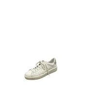 *Golden Goose Pure-Star Leather Glitter Heel Cap Lace-Up Low-Top Sneakers, Size 36