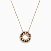 14K Rose Gold Brown and White Diamond Circle Pendant