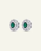 Aanika V. Emerald & Diamond Double Halo Studs