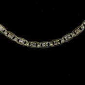 14k Tri-Color Yellow White & Rose Gold Anchor / Mariner Link Chain Necklace 22″