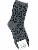 7DAYSSOCKS Women's Grey Crew Cotton Blend Leopard Socks