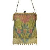 Antique 1920's Art Deco Enameled Mesh Purse , Made in Germany