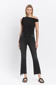 Bella High Rise Raw Hem Crop Flare Jeans